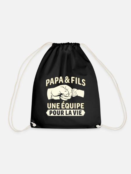 papa et fils une équipe pour la vie - Sac de sport léger - noir