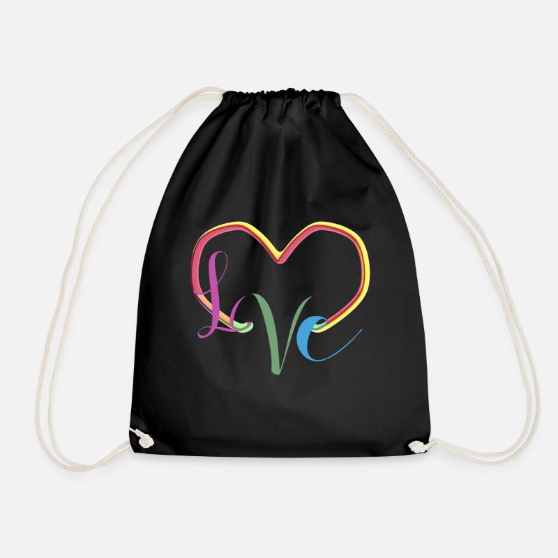 L♡VE - Drawstring Bag - black
