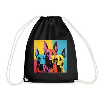 Belgian Shepherd - POP ART - Drawstring Bag - black - Front