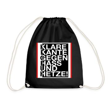 Klare Kante gegen Hass und Hetze! - Turnbeutel - Schwarz - Vorne