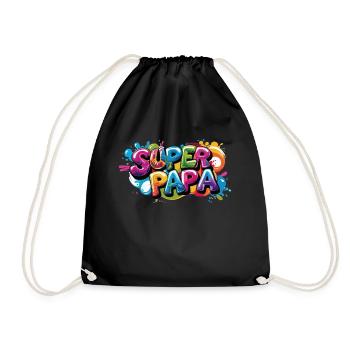 Cooles Superpapa Shirt im Graffiti Style für Väter - Turnbeutel - Schwarz - Vorne