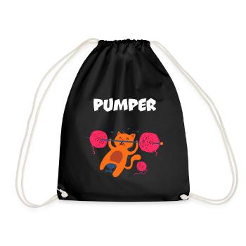 Pumper Katze - Turnbeutel - Schwarz - Vorne