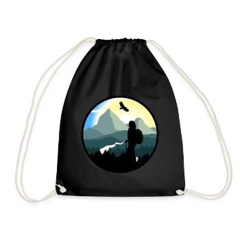 Mountains, hiking, wilderness - woman - Drawstring Bag - black - Front