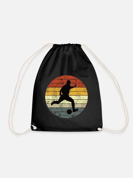 Football footballers colorful vintage - Drawstring Bag - black