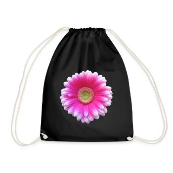 Gerbera pink Blüte Blume Blumenranke floral blumig - Turnbeutel - Schwarz - Vorne