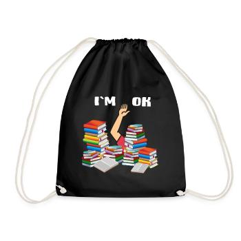 read reading lesson book primer roman ebook bookworm - Drawstring Bag - black - Front