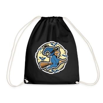Sorcière au balai de sorcière Halloween - Sac de sport léger - noir - Devant