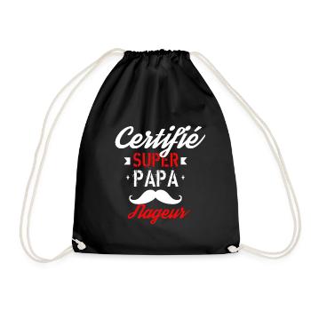 Certifié Super papa Nageur - Sac de sport léger - noir - Devant