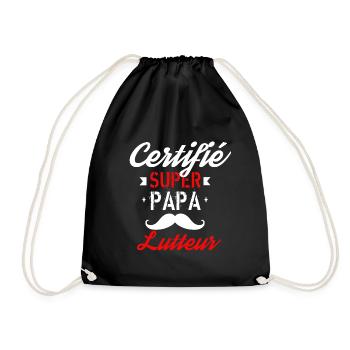 Certifié Super papa lutteur - Sac de sport léger - noir - Devant