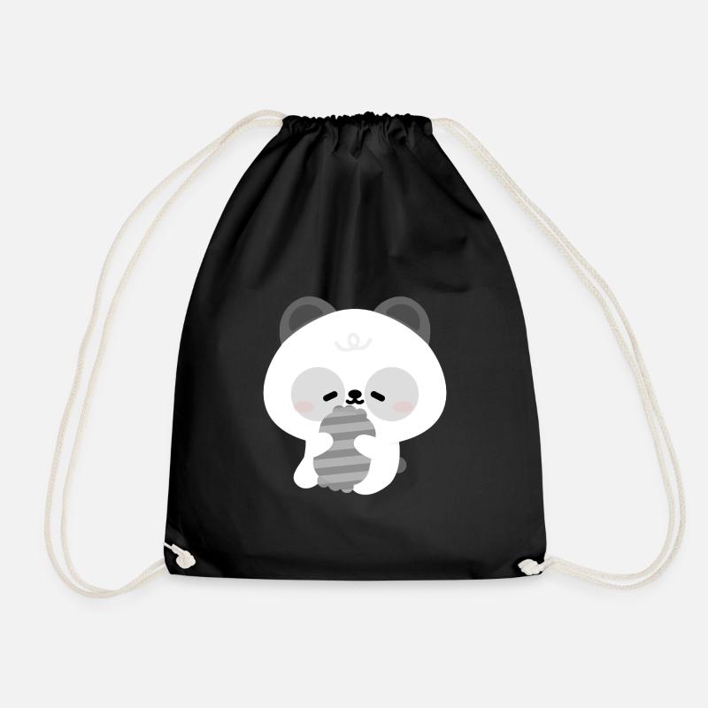 Sleepy Panda - Drawstring Bag - black