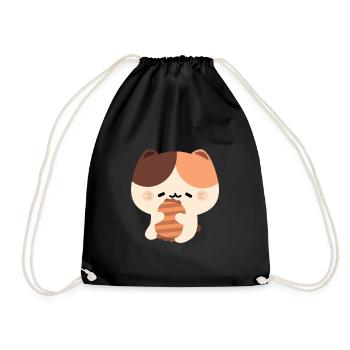 Sleepy Tortie Cat - Drawstring Bag - black - Front