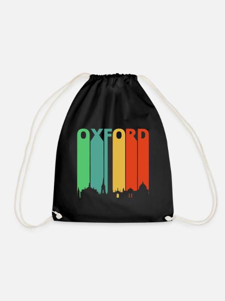 Vintage Retro Oxford. Skyline. Cityscape.England - Drawstring Bag - black