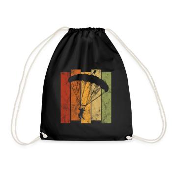 Skydiving parachute skydiver - Drawstring Bag - black - Front