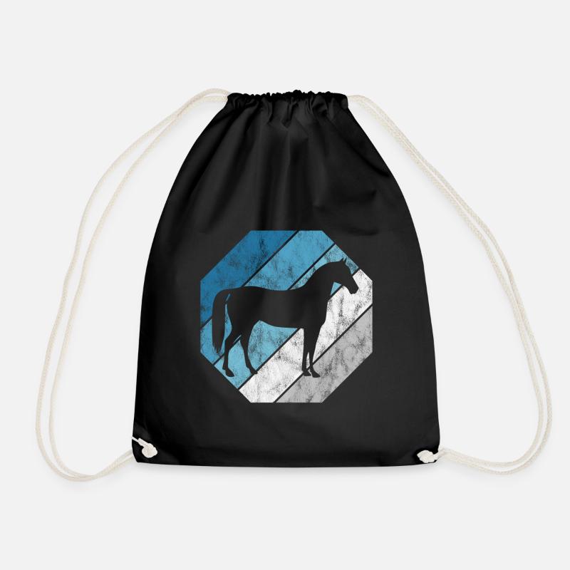 Pferd Reiter Reitsport Pony Reiten Pferde Retro - Turnbeutel - Schwarz