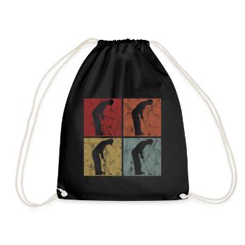 Golfing Retro Golfer Golf Golfer Golf Clubs - Drawstring Bag - black - Front