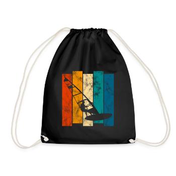 Windsurfen Windsurfer Retro Windsurfing Surfen - Turnbeutel - Schwarz - Vorne