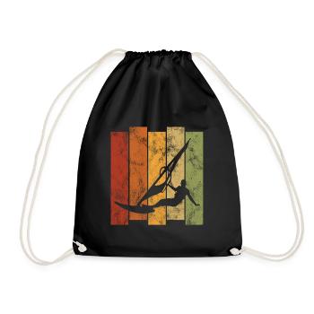 Windsurfing Windsurfing Windsurfer Surfing Retro - Drawstring Bag - black - Front