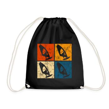 Windsurfing Windsurfen Windsurfer Surfen Retro - Turnbeutel - Schwarz - Vorne