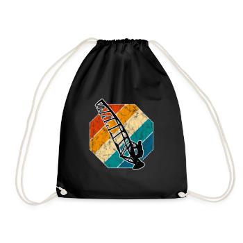 Windsurfing Retro Surfing Windsurfer Windsurfing - Drawstring Bag - black - Front