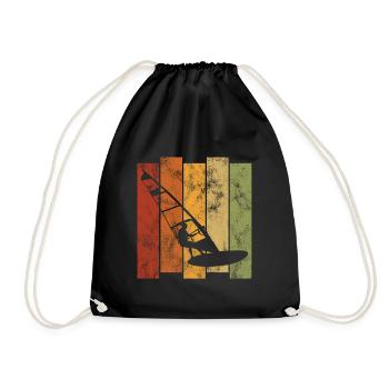 Windsurfen Surfen Retro Windsurfer Windsurfing - Turnbeutel - Schwarz - Vorne