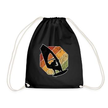 Windsurfen Surfen Retro Windsurfing Windsurfer - Turnbeutel - Schwarz - Vorne