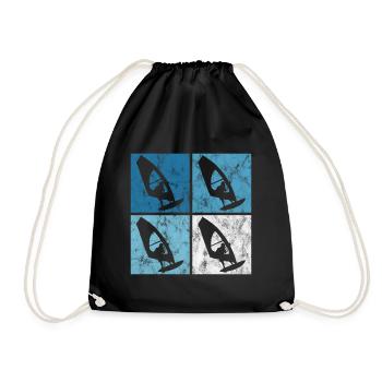 Surfen Retro Windsurfen Windsurfing Windsurfer - Turnbeutel - Schwarz - Vorne