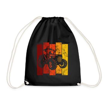 Farm Tractor Retro Farmer Tractor Tractors - Drawstring Bag - black - Front