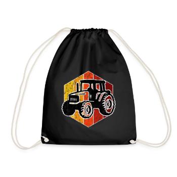 Farmer Tractor Retro Tractor Farm Tractors - Drawstring Bag - black - Front