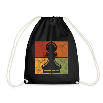 Checkmate Retro Chess Piece Chess Player Chess Player Chess - Drawstring Bag - black - Front
