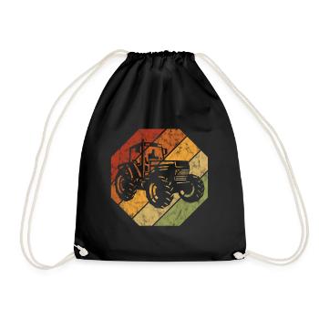 Tractor Farm Farmer Tractors Retro Tractor - Drawstring Bag - black - Front