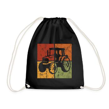 Traktoren Bauernhof Trecker Bauer Traktor Retro - Turnbeutel - Schwarz - Vorne