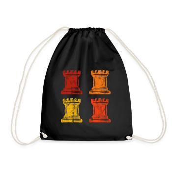 Retro Schach Schachspieler Schachmatt Schachfigur - Turnbeutel - Schwarz - Vorne