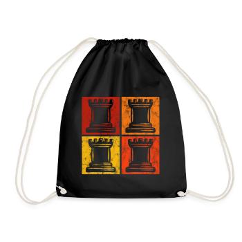 Retro Schach Schachspieler Schachmatt Schachfigur - Turnbeutel - Schwarz - Vorne