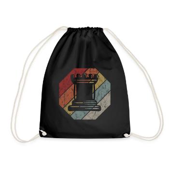 Retro Schach Schachspieler Schachmatt Schachfigur - Turnbeutel - Schwarz - Vorne