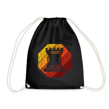 Retro Schach Schachspieler Schachmatt Schachfigur - Turnbeutel - Schwarz - Vorne