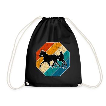 Traber Trabrennen in retro oder vintage Style - Turnbeutel - Schwarz - Vorne
