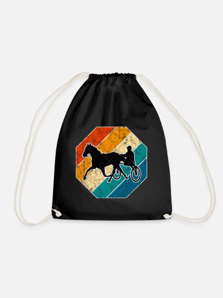 Trotter trotting in retro or vintage style - Drawstring Bag - black