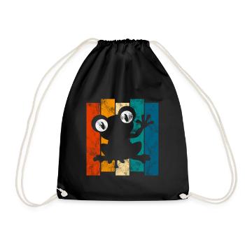 Frosch Frösche Geschenk für Kinder Lustig Witzig - Turnbeutel - Schwarz - Vorne
