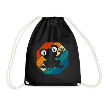 Frosch Frösche Geschenk für Kinder Lustig Witzig - Turnbeutel - Schwarz - Vorne