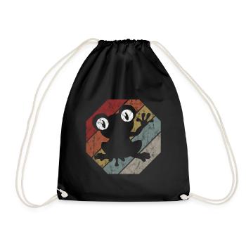 Frog Frogs Gift for Kids Funny Funny - Drawstring Bag - black - Front