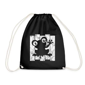 Frog Frogs Gift for Kids Funny Funny - Drawstring Bag - black - Front