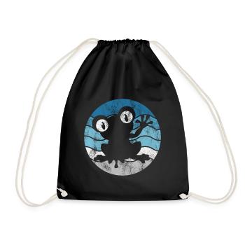 Frosch Frösche Geschenk für Kinder Lustig Witzig - Turnbeutel - Schwarz - Vorne