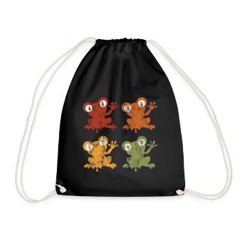 Frosch Frösche Geschenk für Kinder Lustig Witzig - Turnbeutel - Schwarz - Vorne