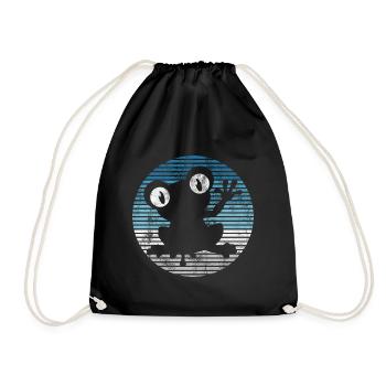 Frosch Frösche Geschenk für Kinder Lustig Witzig - Turnbeutel - Schwarz - Vorne