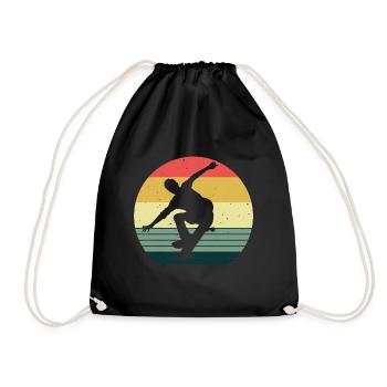 Skateboarder Skateboard Skater Skate Skateing - Drawstring Bag - black - Front