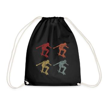 Skateboarder Skateboard Skater Skate Skateing - Drawstring Bag - black - Front