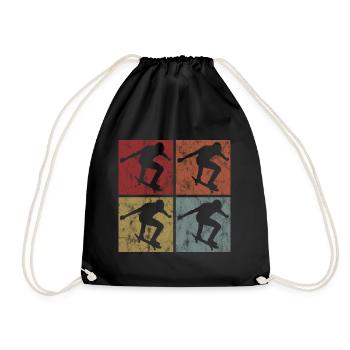 Skateboarder Skateboard Skater Skate Skateing - Drawstring Bag - black - Front