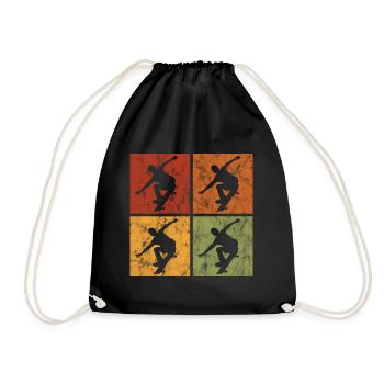 Skateboarder Skateboard Skater Skate Skateing - Drawstring Bag - black - Front