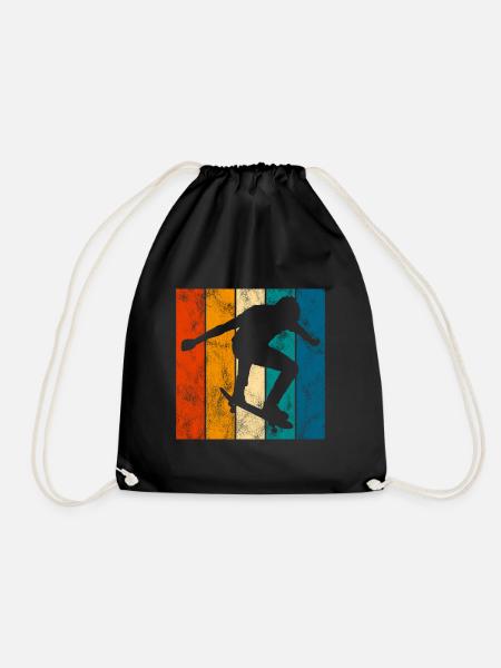 Skateboarder Skateboard Skater Skate Skateing - Drawstring Bag - black