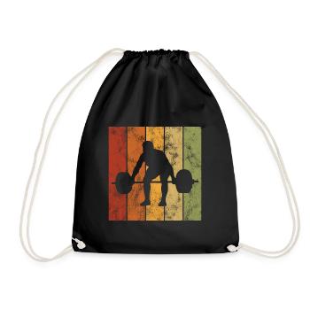Bodybuilding Bodybuilder GYM Fitnessstudio Retro - Drawstring Bag - black - Front